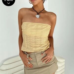 Princess Polly Parle Anglais Yellow Strapless Top (Size 2)